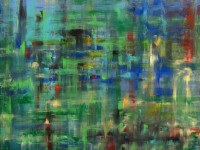 Hugo Correa, Paisaje imaginario, acrílico sobre tela, 95 x 95 cm., 2023